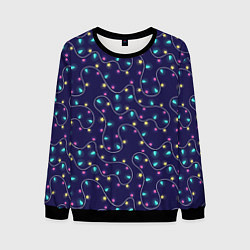 Свитшот мужской Новогодние гирлянды, цвет: 3D-черный