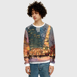 Свитшот мужской Москва - сити и новогодняя елка, цвет: 3D-белый — фото 2