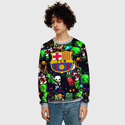 Свитшот мужской Minecraft x barcelona fc, цвет: 3D-меланж — фото 2