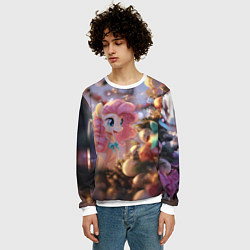 Свитшот мужской Милая новогодняя лошадка с крыльями, цвет: 3D-белый — фото 2