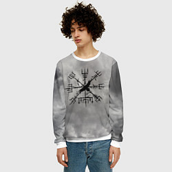 Свитшот мужской Мистический ворон в руническом компасе вегвизир, цвет: 3D-белый — фото 2
