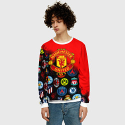 Свитшот мужской Манчестер Юнайтед логотипы команд, цвет: 3D-белый — фото 2