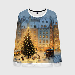 Мужской свитшот Новый год в старом уютном городе