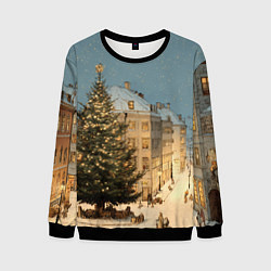 Мужской свитшот Елка во дворе города