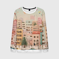 Мужской свитшот Объемный новогодний город