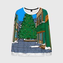 Мужской свитшот Мультяшный новогодний двор