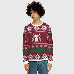 Свитшот мужской Рождественский свитер Человека паука, цвет: 3D-белый — фото 2