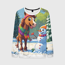 Мужской свитшот Лошадка и снеговик