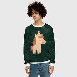 Свитшот мужской Милая лошадка с колпаком, цвет: 3D-белый — фото 2