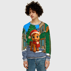 Свитшот мужской Новогодняя лошадка и елка, цвет: 3D-меланж — фото 2