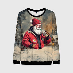 Свитшот мужской Санта с капучино, цвет: 3D-черный
