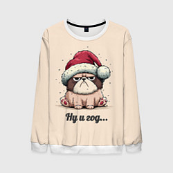 Свитшот мужской Уставший песик - ну и год, цвет: 3D-белый
