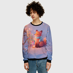 Свитшот мужской Лисичка Новый год, цвет: 3D-черный — фото 2