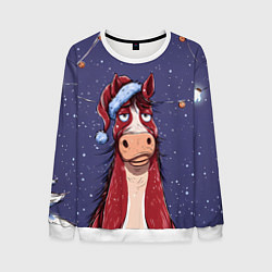 Мужской свитшот Новогодняя лошадь символ 2026 года