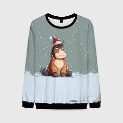 Мужской свитшот Лошадка на фоне снегопада