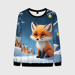 Мужской свитшот Лисичка новогодней ночью