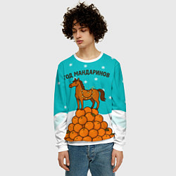 Свитшот мужской Лошадь на горе мандаринов 2026, цвет: 3D-белый — фото 2