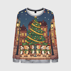 Свитшот мужской Новогодний хор лошадок, цвет: 3D-меланж