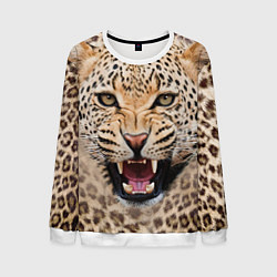 Свитшот мужской Взгляд леопарда, цвет: 3D-белый
