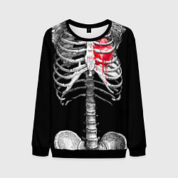 Свитшот мужской Скелет с сердцем, цвет: 3D-черный