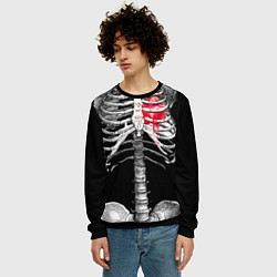 Свитшот мужской Скелет с сердцем цвета 3D-черный — фото 2