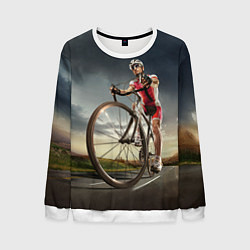 Свитшот мужской Велогонщик, цвет: 3D-белый