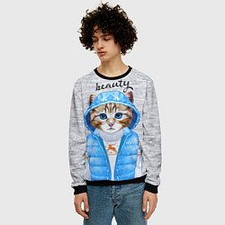 Свитшот мужской Модная киска, цвет: 3D-черный — фото 2