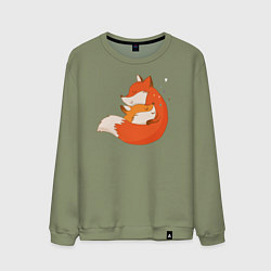 Свитшот хлопковый мужской Лисички, цвет: авокадо