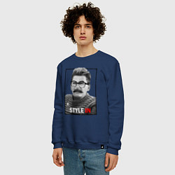 Свитшот хлопковый мужской Stalin: Style in, цвет: тёмно-синий — фото 2