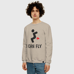 Свитшот хлопковый мужской I can fly - Я умею летать, цвет: миндальный — фото 2