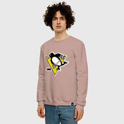 Свитшот хлопковый мужской Pittsburgh Penguins, цвет: пыльно-розовый — фото 2