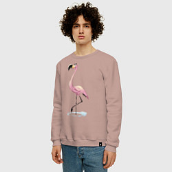 Свитшот хлопковый мужской Гордый фламинго, цвет: пыльно-розовый — фото 2
