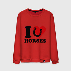 Свитшот хлопковый мужской Я люблю коней, цвет: красный