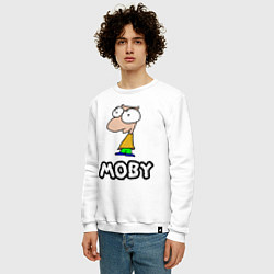 Свитшот хлопковый мужской Moby, цвет: белый — фото 2
