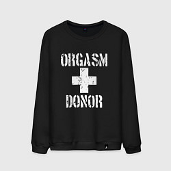 Свитшот хлопковый мужской Orgasm + donor, цвет: черный