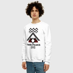 Свитшот хлопковый мужской Twin Peaks House, цвет: белый — фото 2