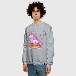 Свитшот хлопковый мужской Единорог на пончике, цвет: меланж — фото 2