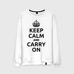 Свитшот хлопковый мужской Keep Calm & Carry On, цвет: белый