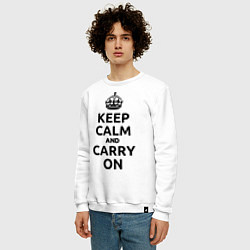 Свитшот хлопковый мужской Keep Calm & Carry On, цвет: белый — фото 2