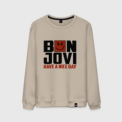 Свитшот хлопковый мужской Bon Jovi: Nice day, цвет: миндальный