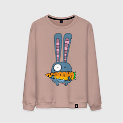 Свитшот хлопковый мужской Заяц с морковкой, цвет: пыльно-розовый