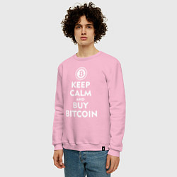 Свитшот хлопковый мужской Keep Calm & Buy Bitcoin, цвет: светло-розовый — фото 2