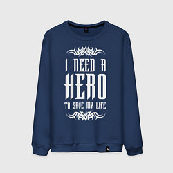 Свитшот хлопковый мужской Skillet: I need a Hero, цвет: тёмно-синий