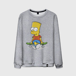 Свитшот хлопковый мужской Барт на скейте, цвет: меланж