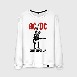 Свитшот хлопковый мужской AC/DC: Stiff Upper Lip, цвет: белый