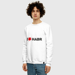 Свитшот хлопковый мужской I love HABR, цвет: белый — фото 2
