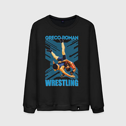 Свитшот хлопковый мужской Greco-roman wrestling, цвет: черный