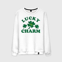 Свитшот хлопковый мужской Lucky charm - клевер, цвет: белый