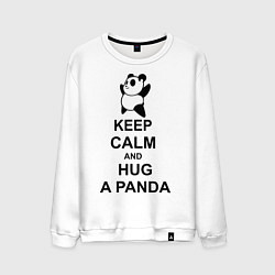 Свитшот хлопковый мужской Keep Calm & Hug A Panda, цвет: белый