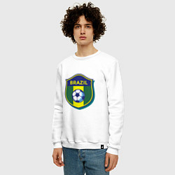 Свитшот хлопковый мужской Brazil Football, цвет: белый — фото 2